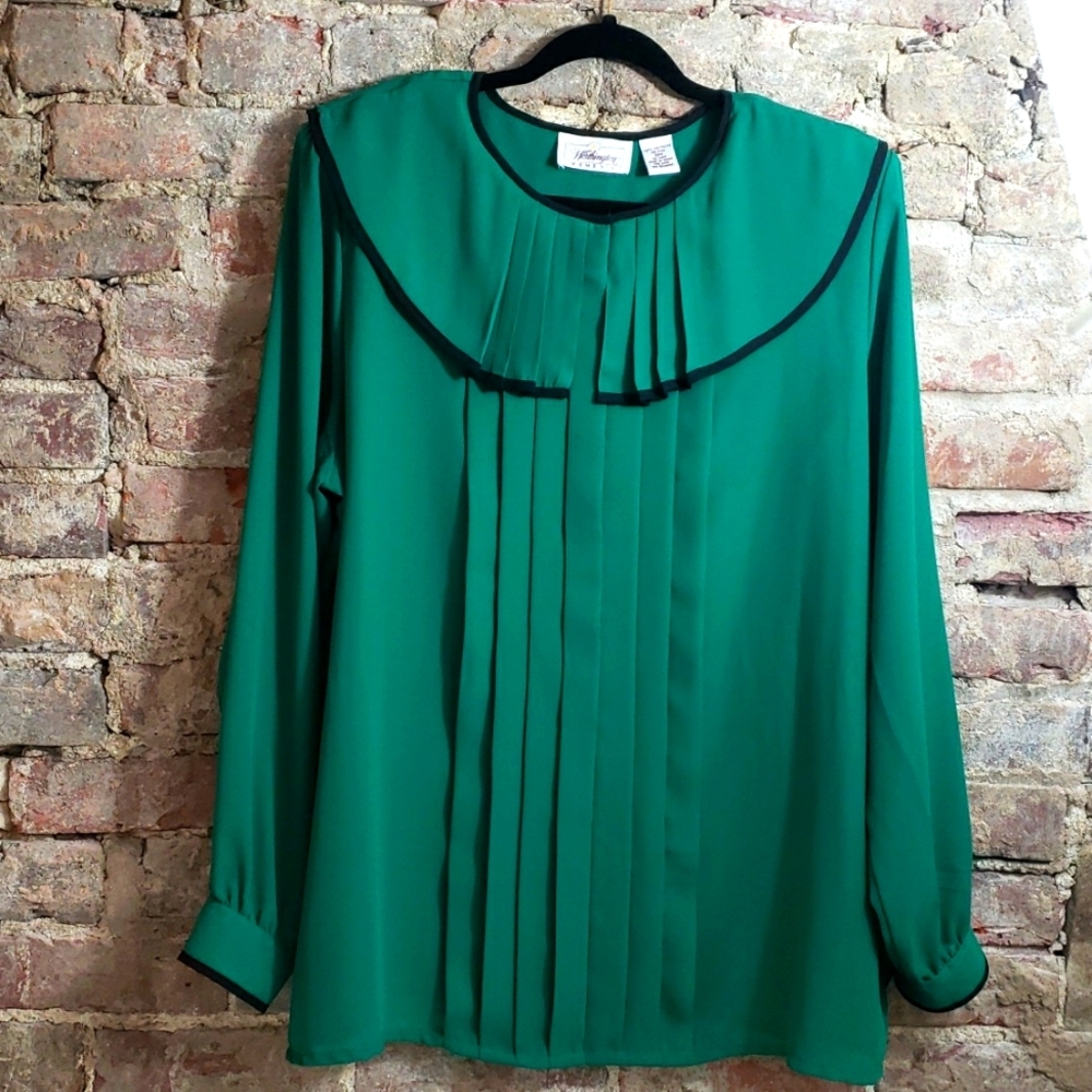 Worthington Ladies top size 20 womens green plus size vintage top curvy fashion